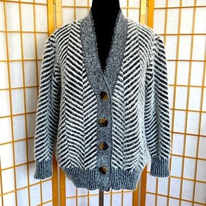 Fuzzy comfy herringbone cardigan